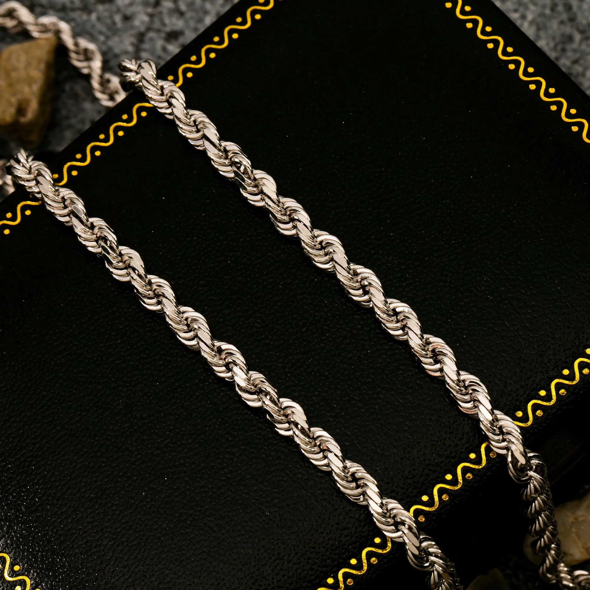 10K WHITE GOLD 5MM ROPE CHAIN