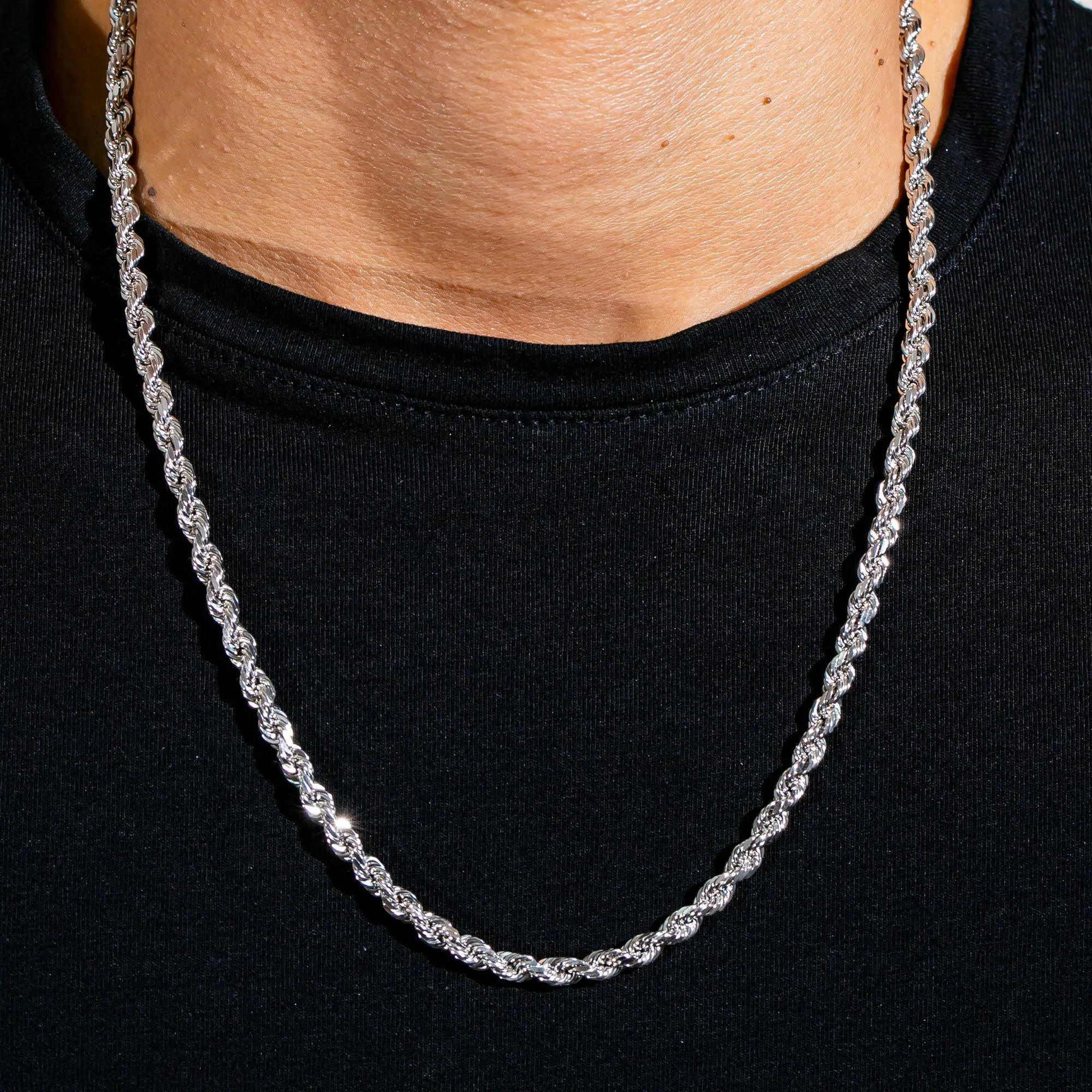 10K WHITE GOLD 5MM ROPE CHAIN