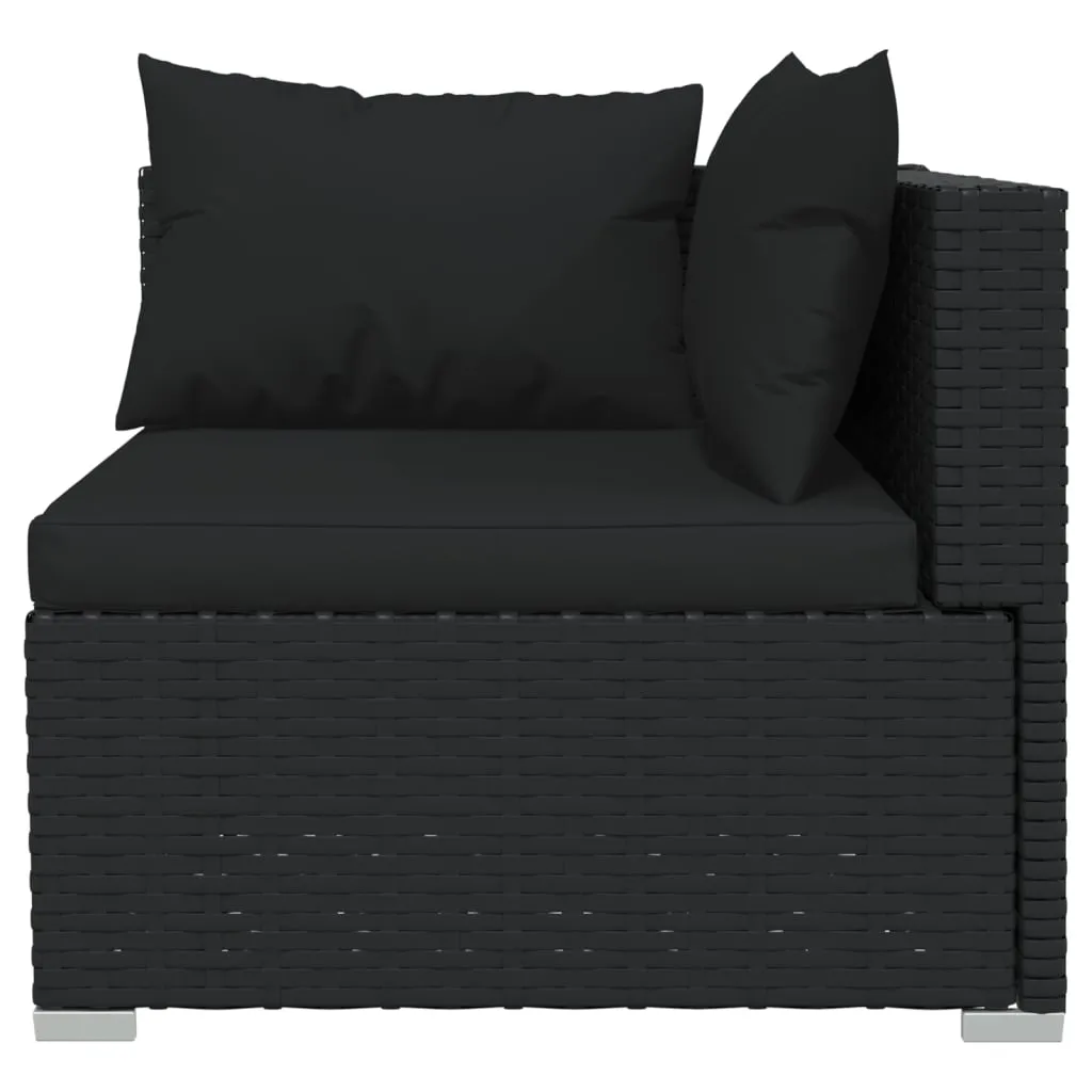 11 Piece Garden Lounge Set with Cushions Black Poly Rattan