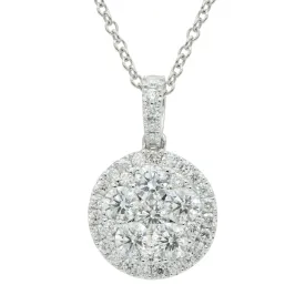 14k White Gold 1.20Ct Diamond Cluster Pendant