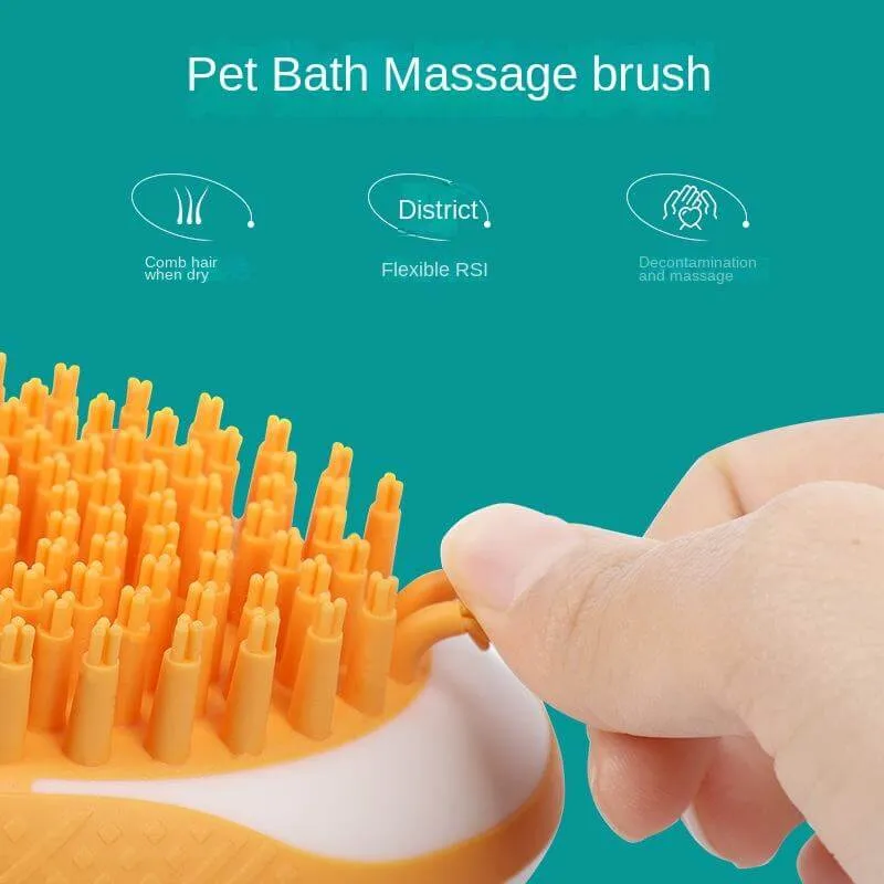 2-in-1 Dog and Cat Bath Brush - Pet Spa Massage Comb, Soft Silicone Grooming Tool for Showering and Cleaning