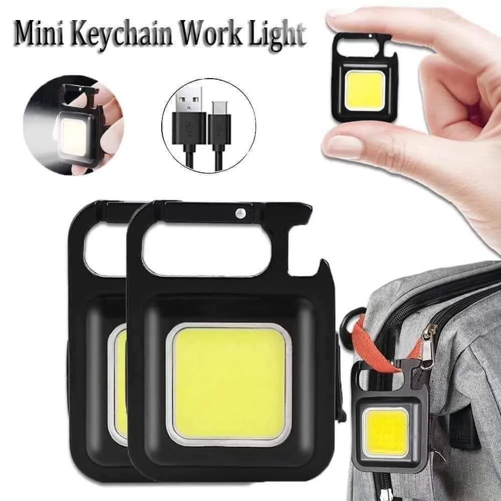 3 Pcs LED Keychain COB Rechargeable Flashlight - Mini Portable Multifunctional Work Light