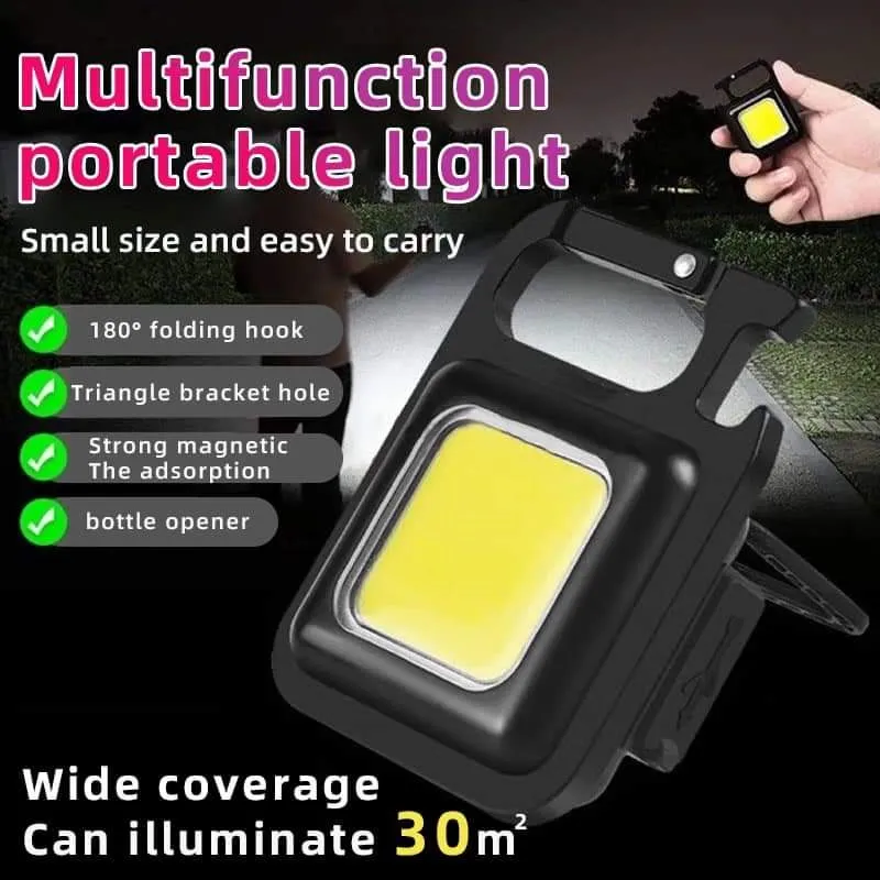 3 Pcs LED Keychain COB Rechargeable Flashlight - Mini Portable Multifunctional Work Light