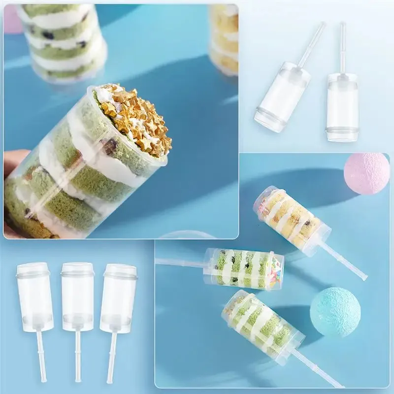 30pcs Round Push-Up Cake Pop Shooter - Plastic Clear Cake Holder