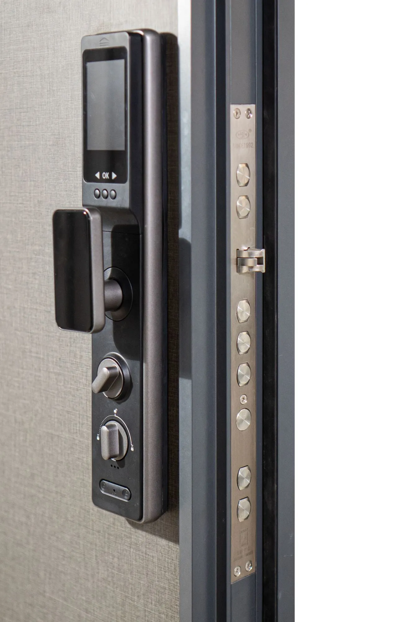 36x80" RH Security Door with Smart Lock in Grey