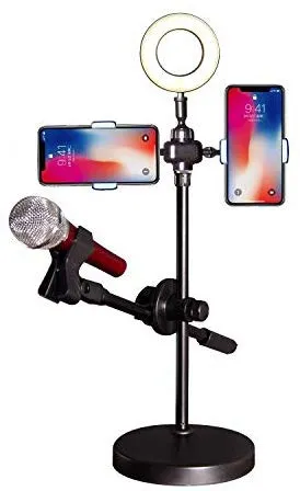 4 in 1 new mobile live voice professional stand with light and Mic holder