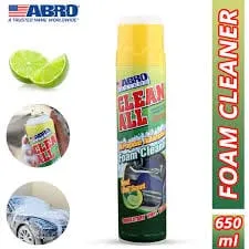 Abro Clean All 650ml Foam Cleaner, Deep Cleaning, Foaming Action Lifts Out Dirt and Removes Stains from Upholstery, Vinyl, and Carpeting, Fresh Lime Scent, Includes Brush Cap - FC-650 (MABRO012)