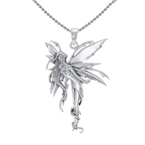 Amy Brown Firefly Fairy Silver Pendant with Chain Set TSE749