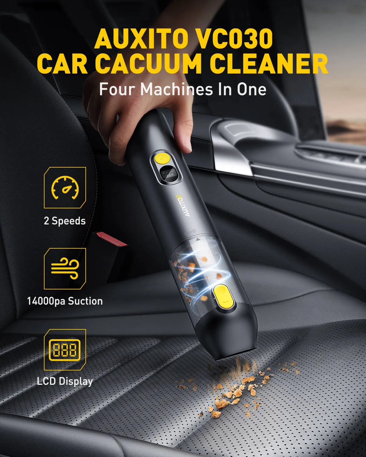 AUXITO 14000Pa Cordless Handheld Car Vacuum 4 in 1 Portable Mini Vacuum Cleaner