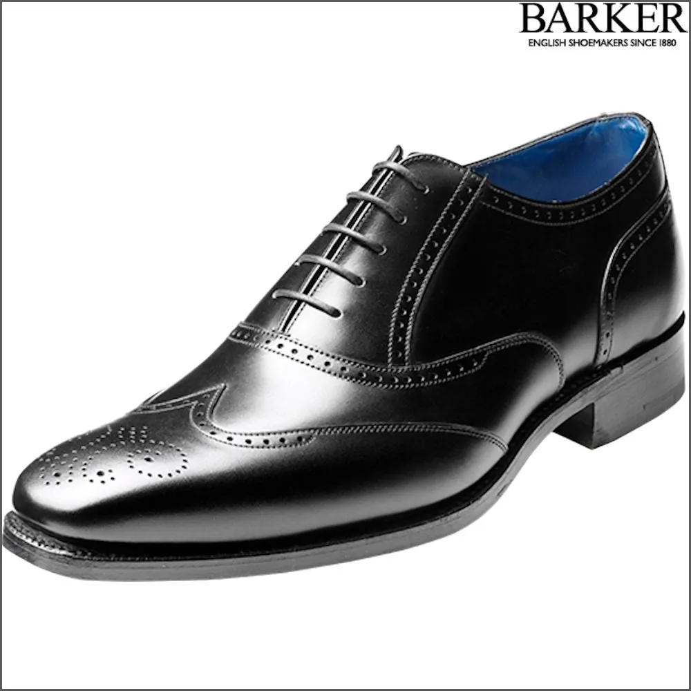 Barker Johnny Black Calf Wingtip Brogue^