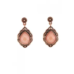 Barse Peach Aventurine and Copper Drop Earring