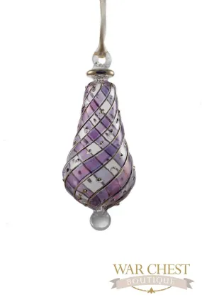 Beribboned Pear Glass Ornament Purple