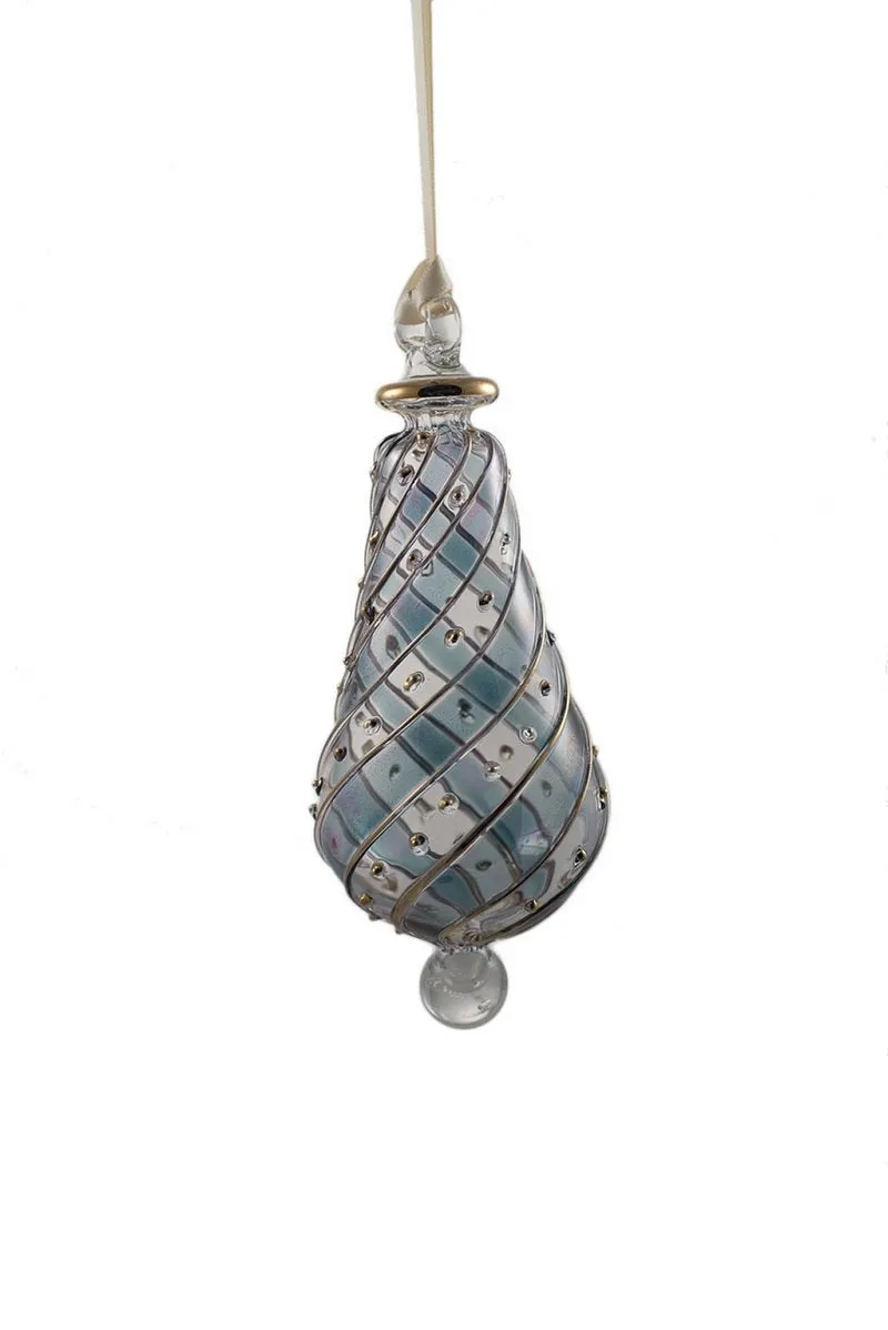 Beribboned Pear Ornament Blue