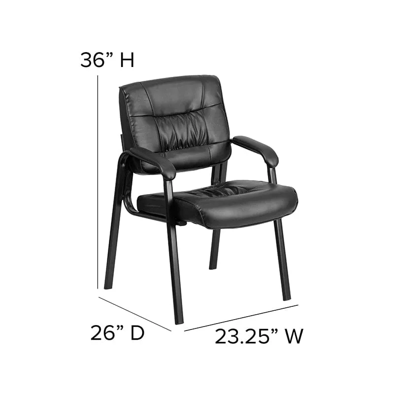 Black LeatherSoft Executive Side Reception Chair with Titanium Gray Powder Coated Frame [BT-1404-BKGY-GG]