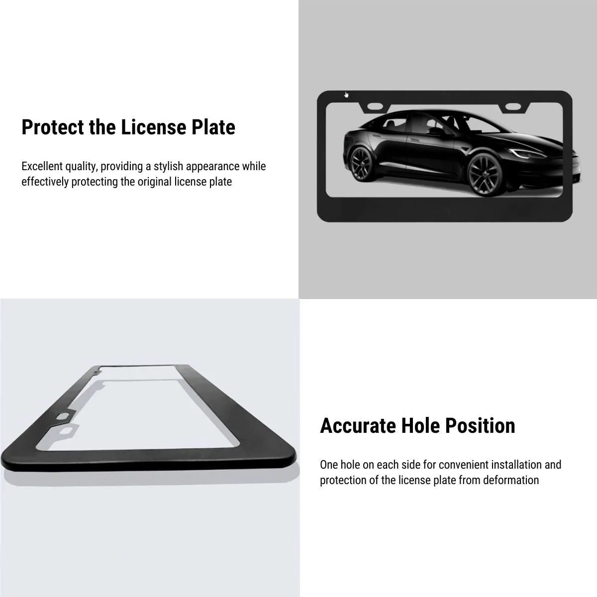 Black License Plate Frame for Tesla (2pcs)