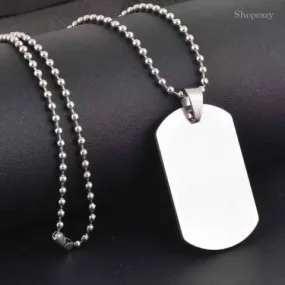 Blank Stainless Steel Tags   60cm Bead Chains Fashion men pendants Army Tags