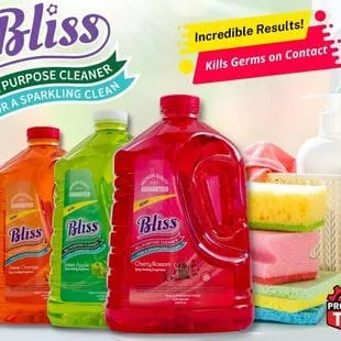 Bliss All Purpose Cleaner (Cherry Blossom) 1 Gallon -The Cherry Blossom fragrance leaves an irresistible scent your family and guests will notice. It comes in a convenient, easy-pour bottle and is easy to use - 76950318952