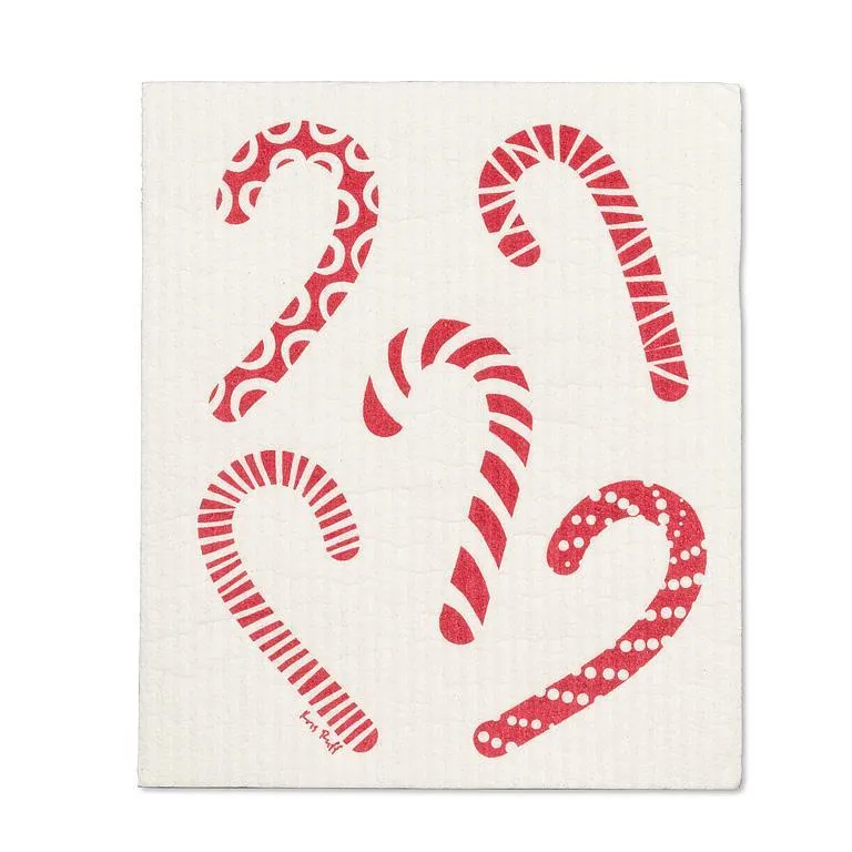 Candycane Swedish Dishcloths Set of 2