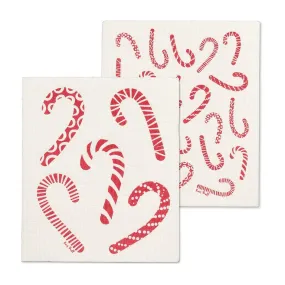 Candycane Swedish Dishcloths Set of 2