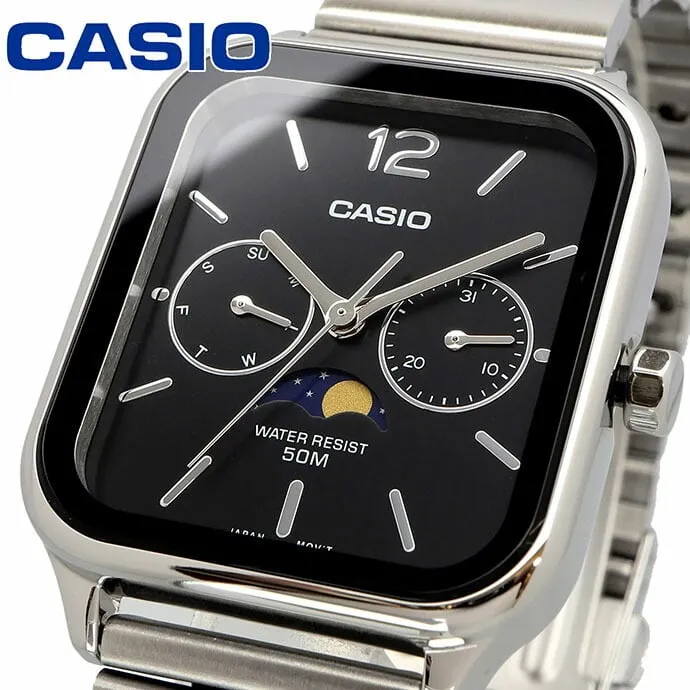 Casio Moon Phase Silver Chain Men's Watch| MTP-M305D-1AVDF