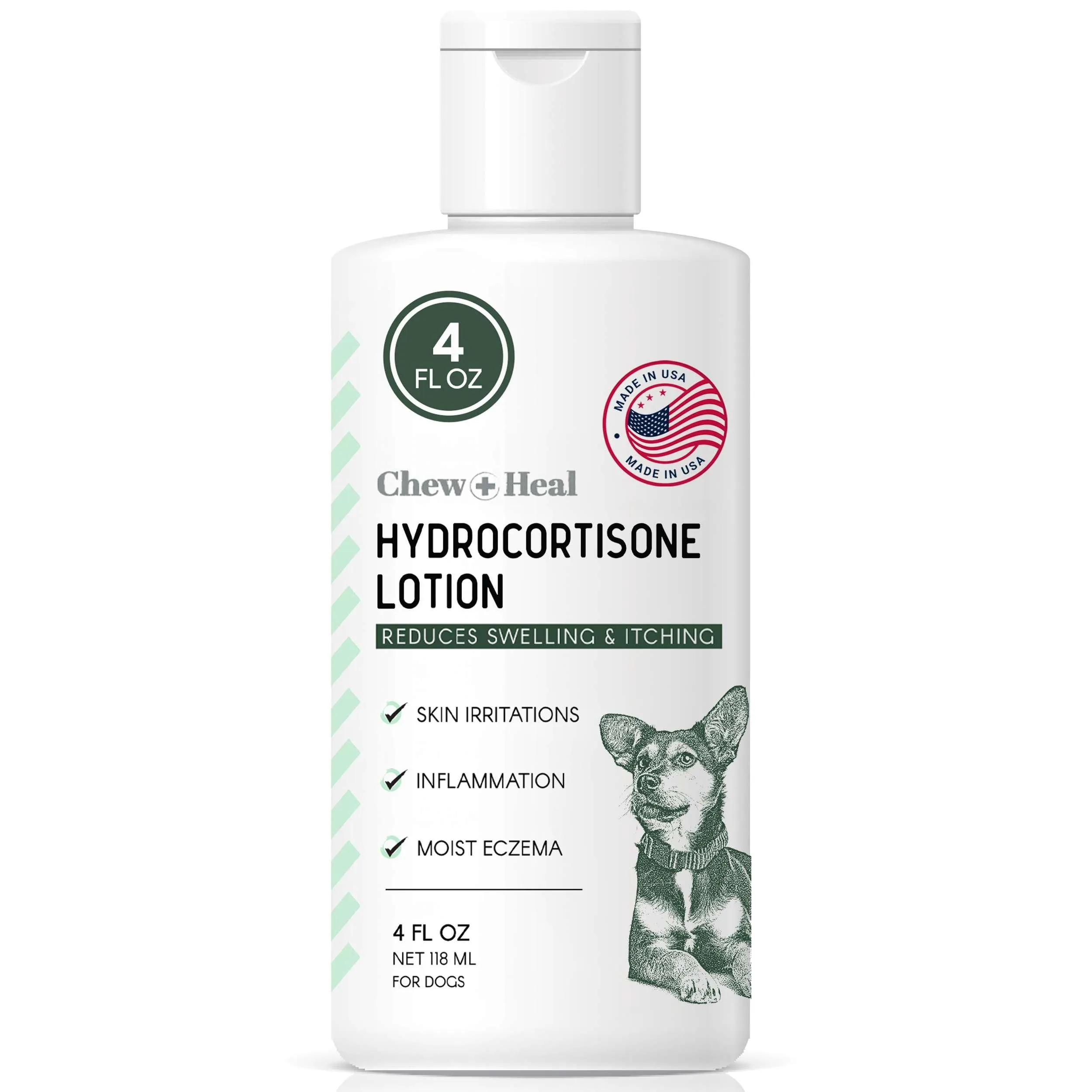 Chew   Heal Hydrocortisone Lotion for Dogs - 4 oz Anti Itch Cream for Irritated Skin