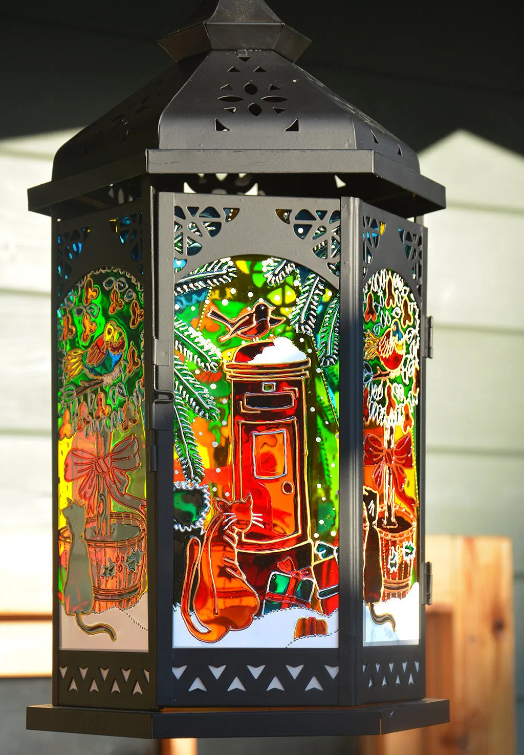 Christmas Cat Postbox Lantern