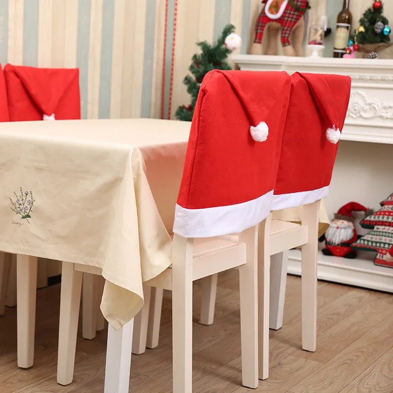 Christmas Chair Seat Cover Decoration Xmas Dinner Party Santa Gift-Large Chair deco