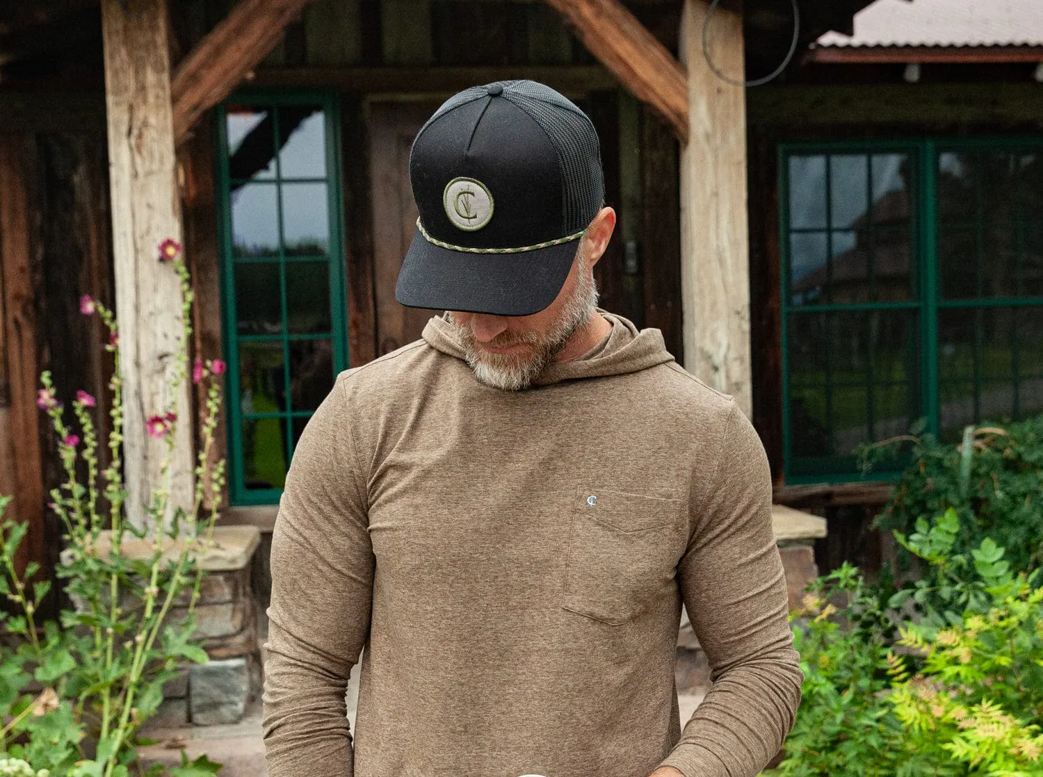 Classic Trucker Hat - Grassy C Rope - Black Twill