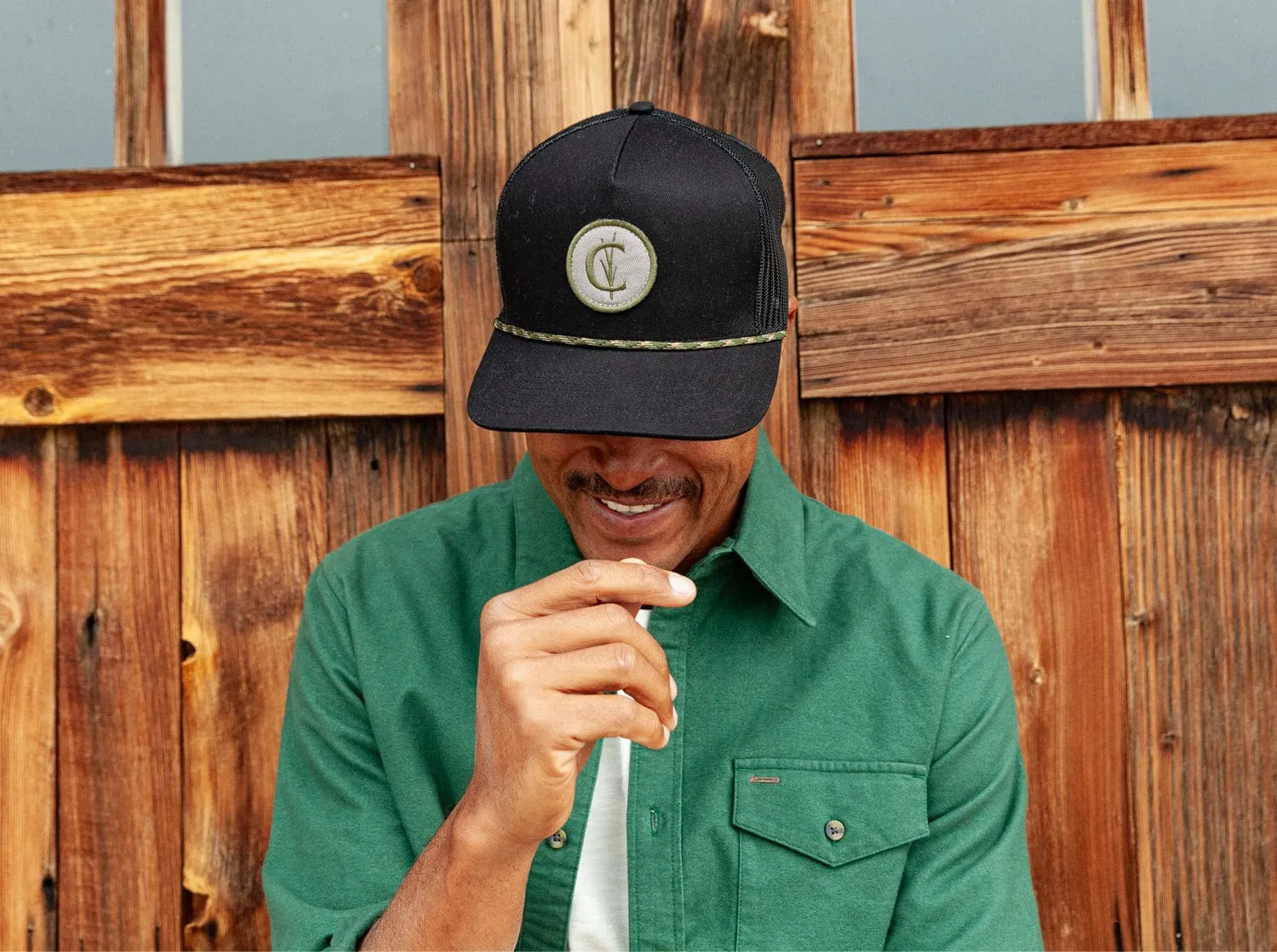 Classic Trucker Hat - Grassy C Rope - Black Twill