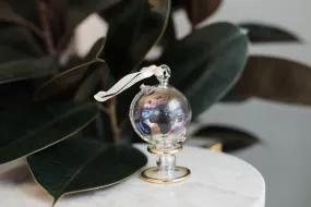 Clear & Black WAR Globe Ornament