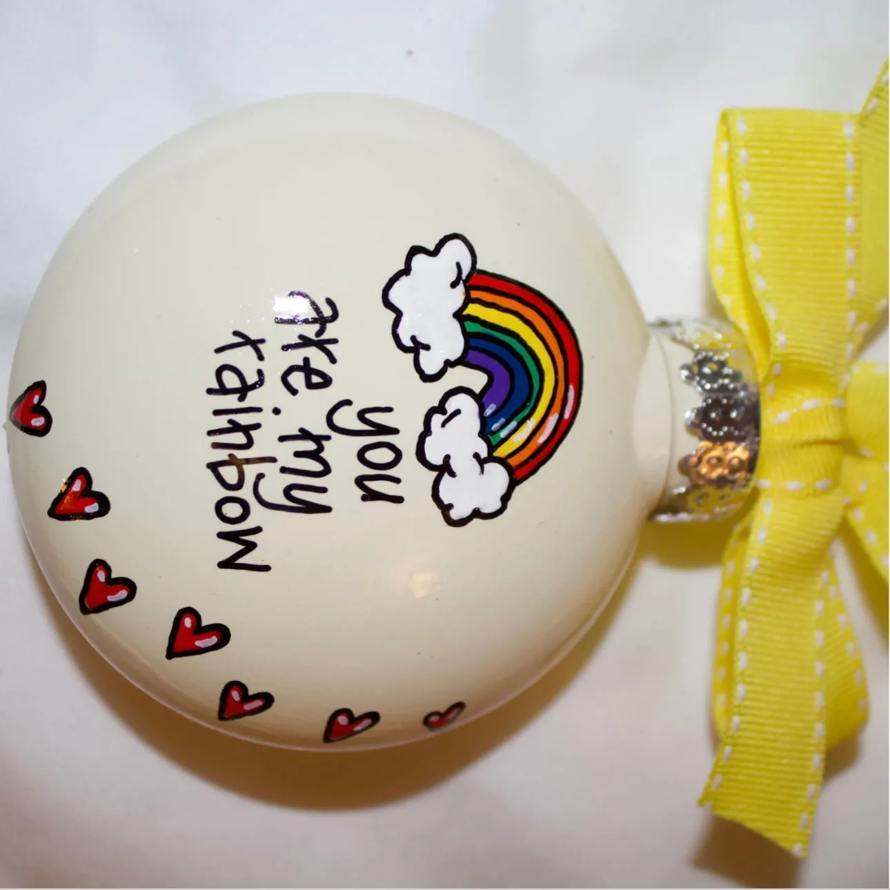 Custom Handmade Ornament: "You Are My Rainbow" (Can Be Personalized)