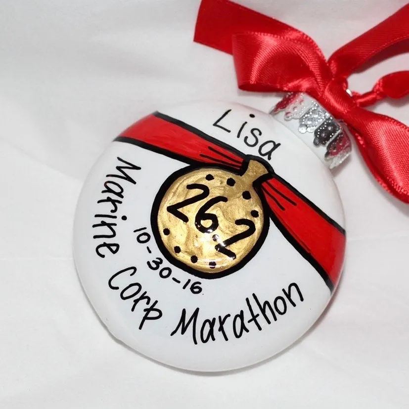 Custom Race Ornament - Marathon Ornament, Triathlon Ornament, Christmas Ornament, Holiday Ornament, Runner Ornament, Running Club, 5K, Race