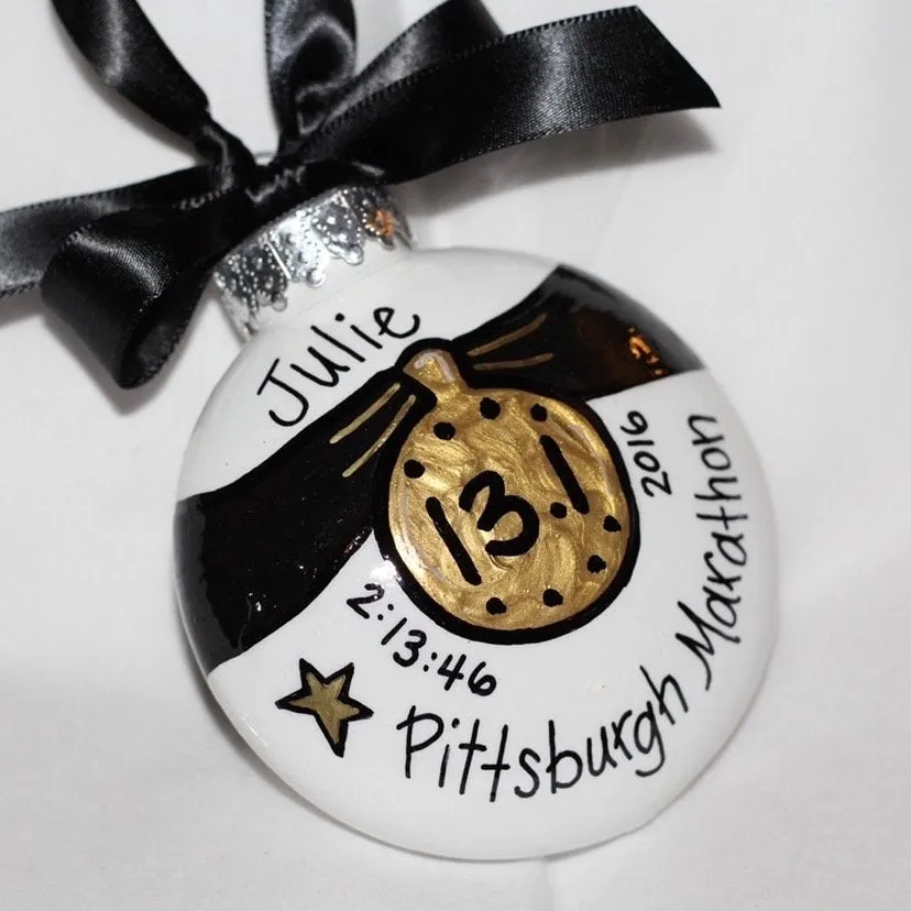 Custom Race Ornament - Marathon Ornament, Triathlon Ornament, Christmas Ornament, Holiday Ornament, Runner Ornament, Running Club, 5K, Race