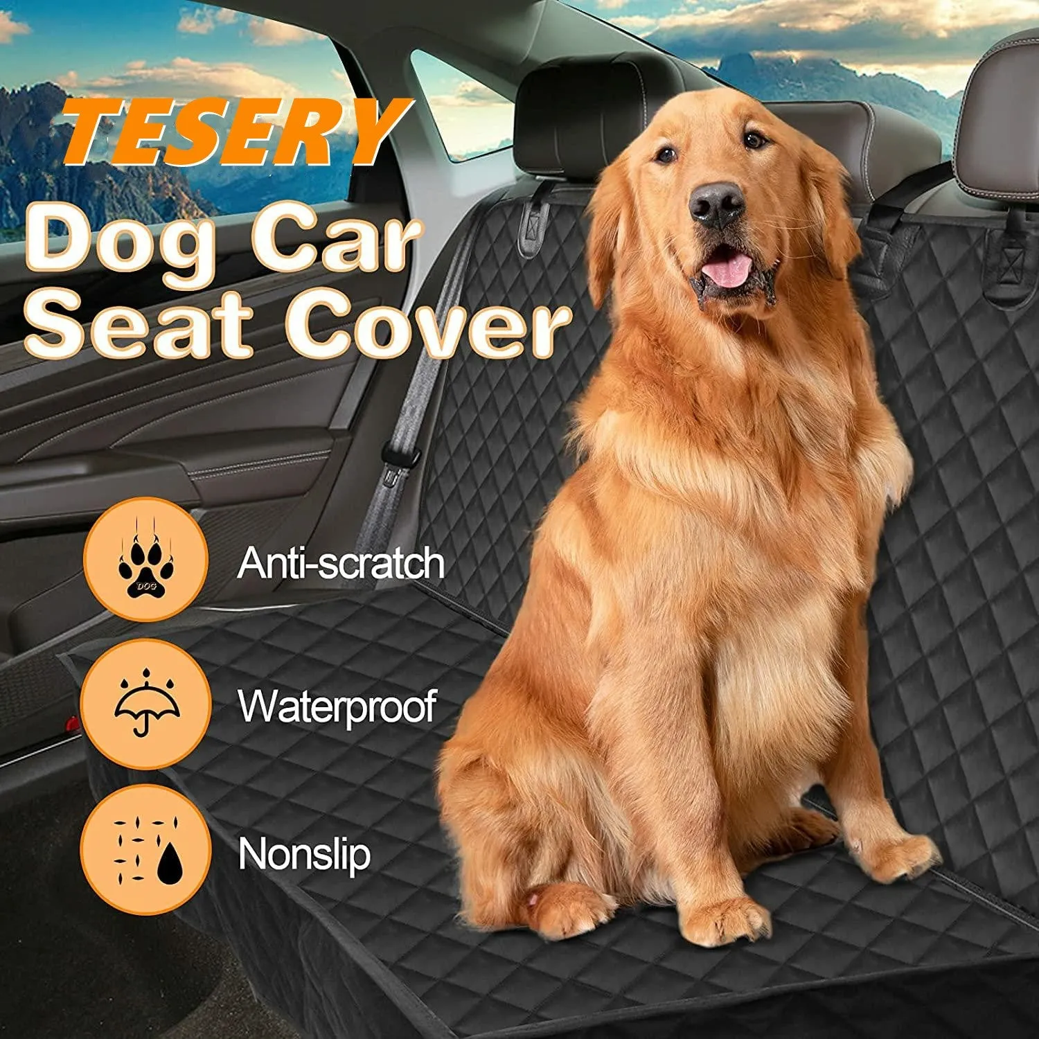 Dog Seat Cover With Double Zipper for Model 3/Y/S/X/Cybertruck