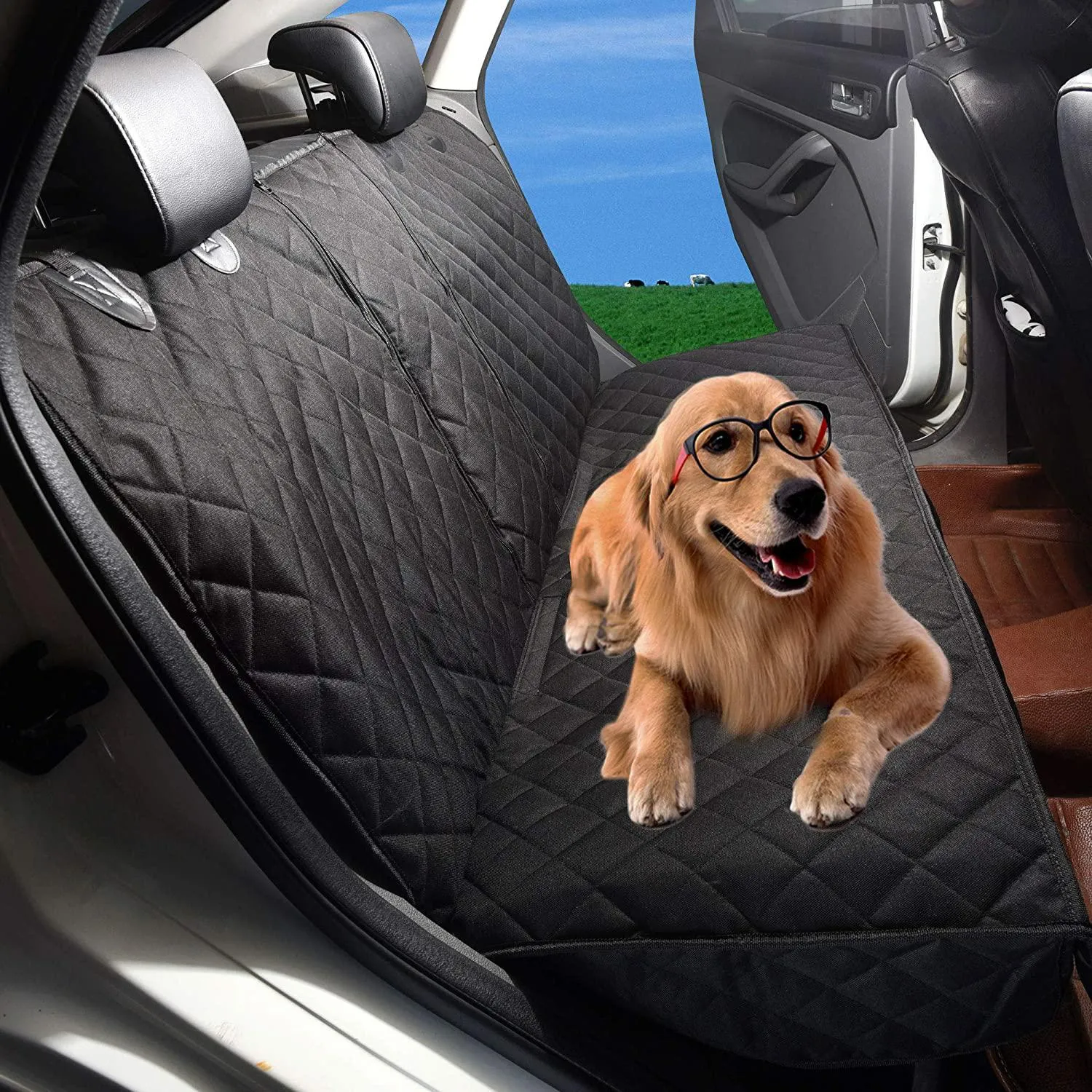 Dog Seat Cover With Double Zipper for Model 3/Y/S/X/Cybertruck