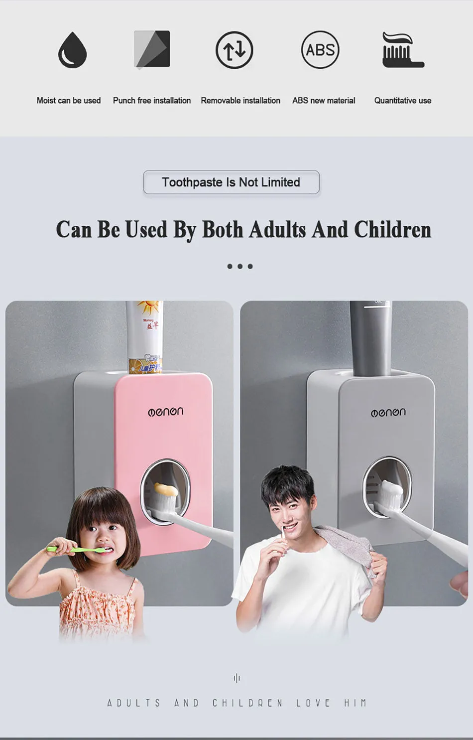 Dust-Proof Automatic Toothpaste Dispenser with Squeezer