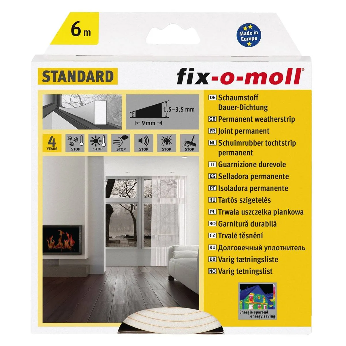 Fix-O-Moll Permanent Sealing Self Adhesive White 4 mm X 6 Meter