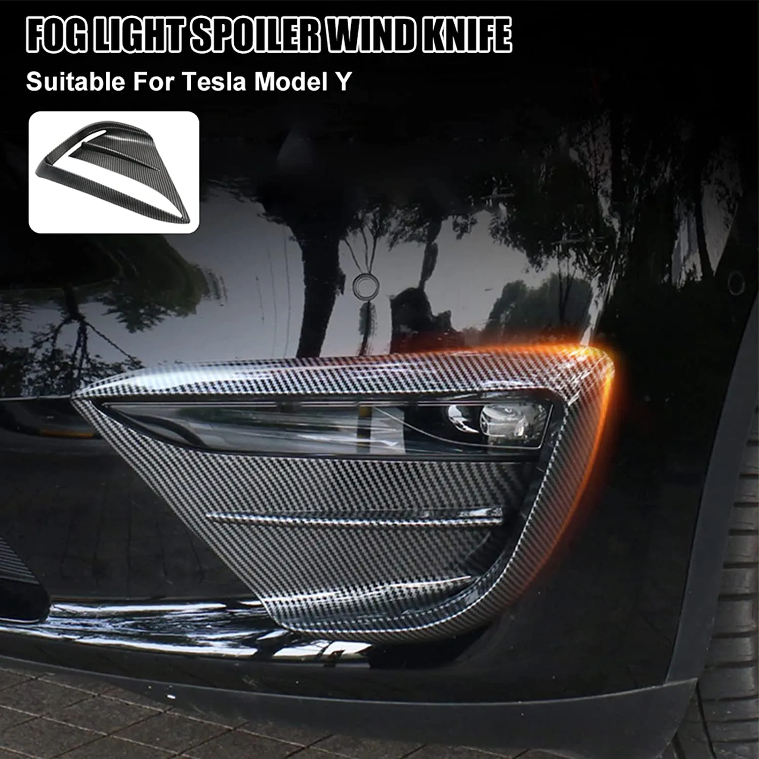 Front Fog Lamp Cover suitable for Tesla Model Y 2020-2024