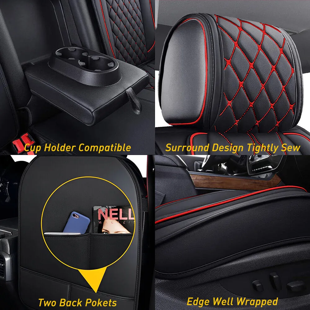 Full Set Leather Car Seat Cover 5 Pieces for 07-22 Silverado and Sierra 1500 2500HD 3500HD