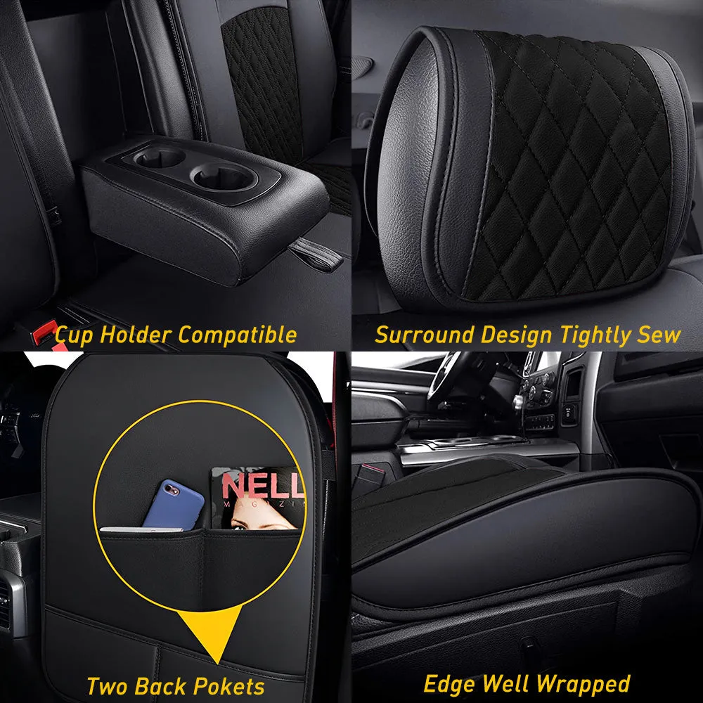 Full Set Leather Car Seat Covers 5 Pieces, Fits for 09-22 RAM 1500 and 10-22 RAM 2500 3500