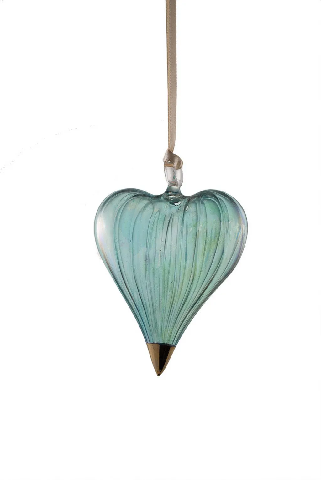 Glass Heart Ornament - Green