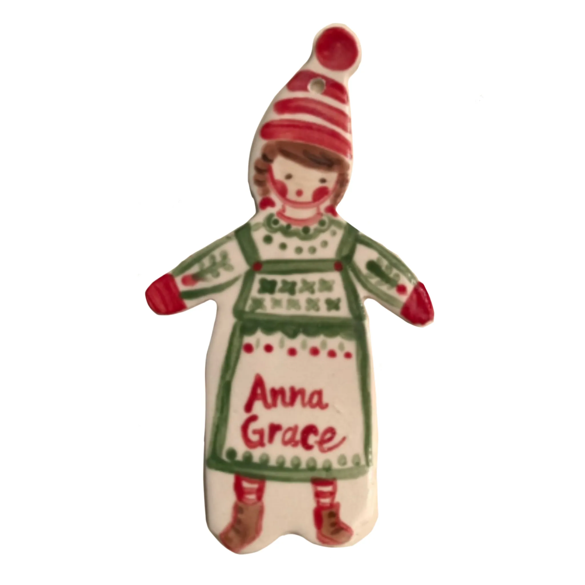 Green Pinafore Girl Ornament