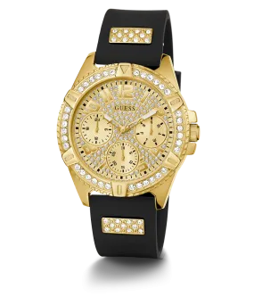 GUESS Ladies Black Gold Tone Multi-function Watch