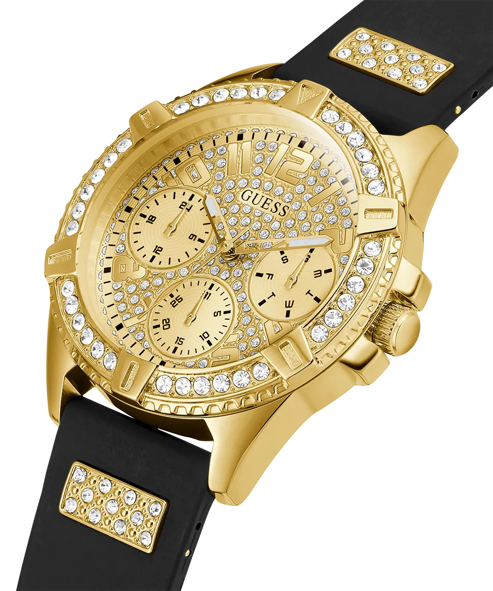 GUESS Ladies Black Gold Tone Multi-function Watch