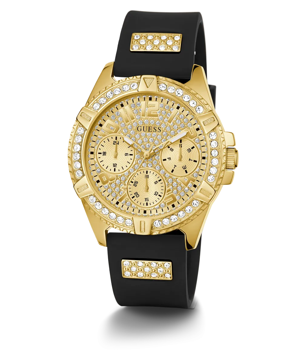 GUESS Ladies Black Gold Tone Multi-function Watch