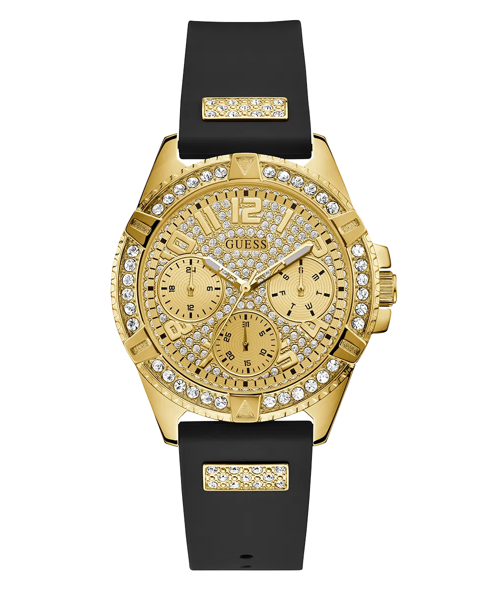 GUESS Ladies Black Gold Tone Multi-function Watch