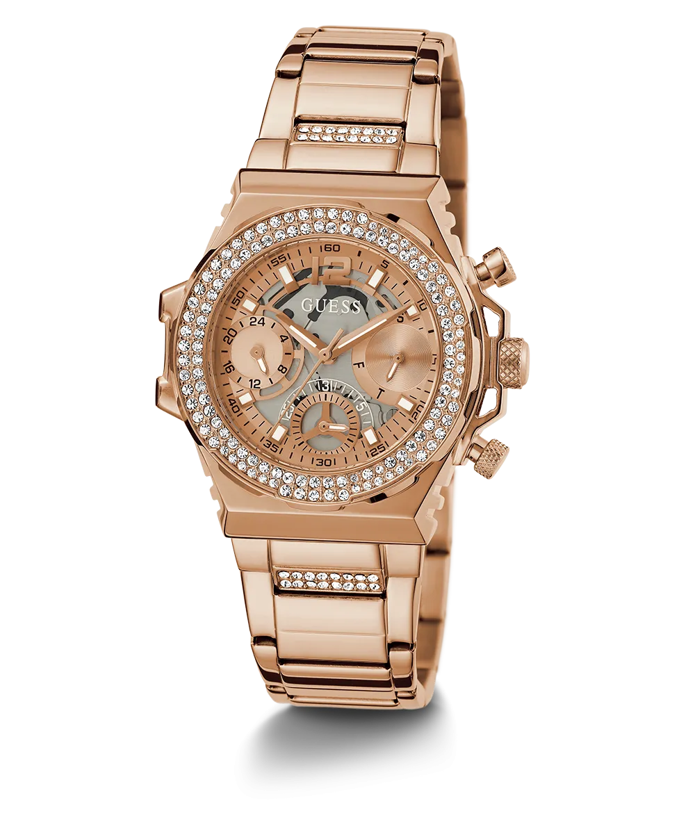 GUESS Ladies Rose Gold Tone Multi-function Watch