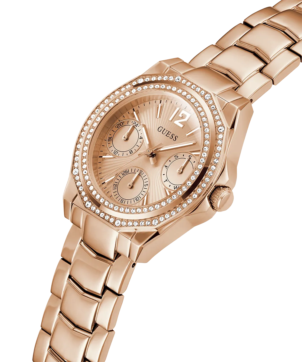 GUESS Ladies Rose Gold Tone Multi-function Watch