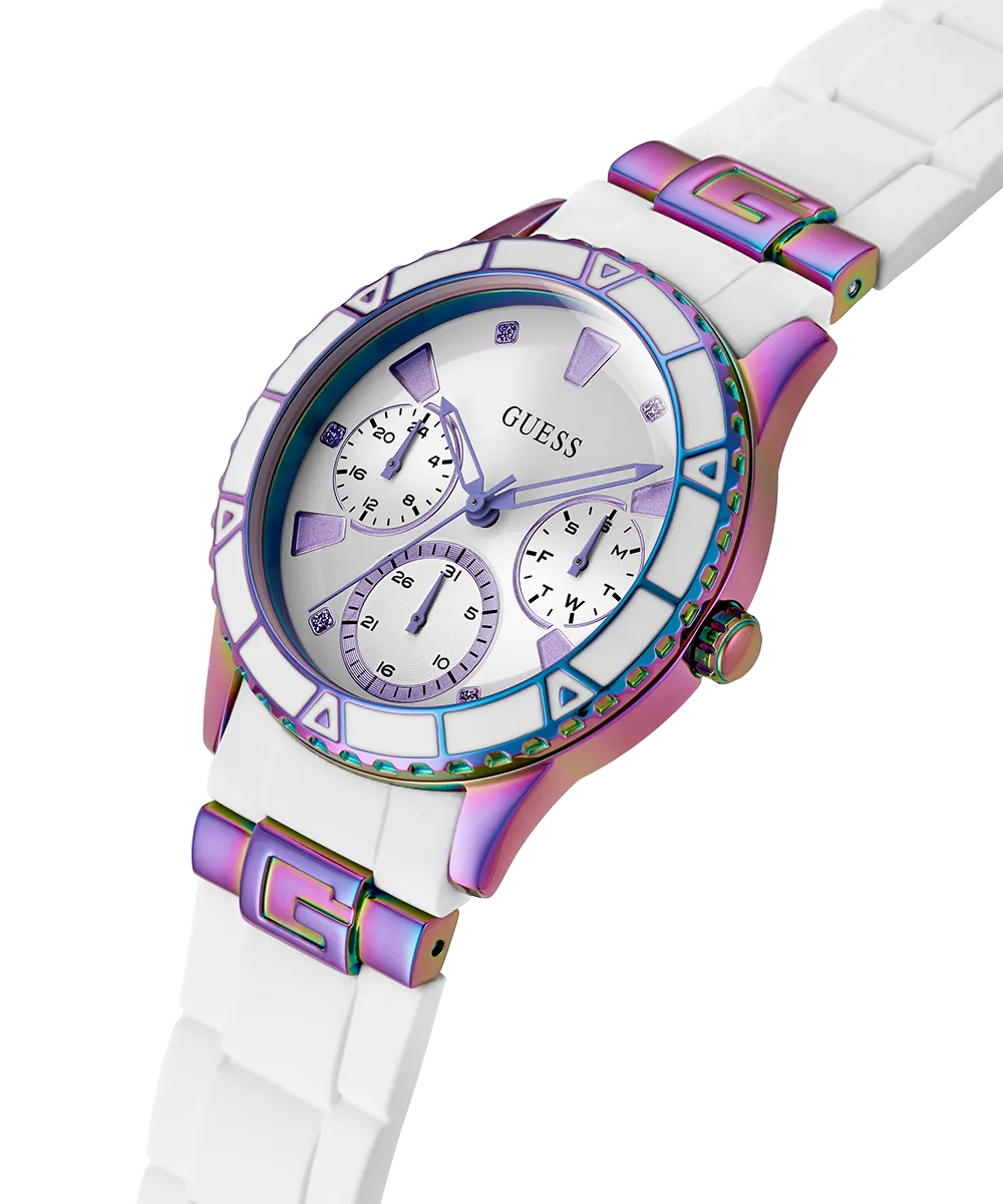 GUESS Ladies White Iridescent Multi-function Watch