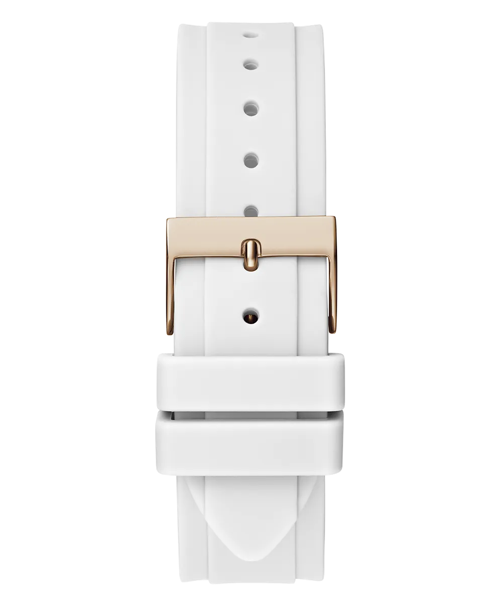 GUESS Ladies White Rose Gold Tone Multi-function Watch